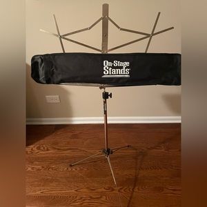 On-Stage Stands music stand. includes carry case with handle. Like new.